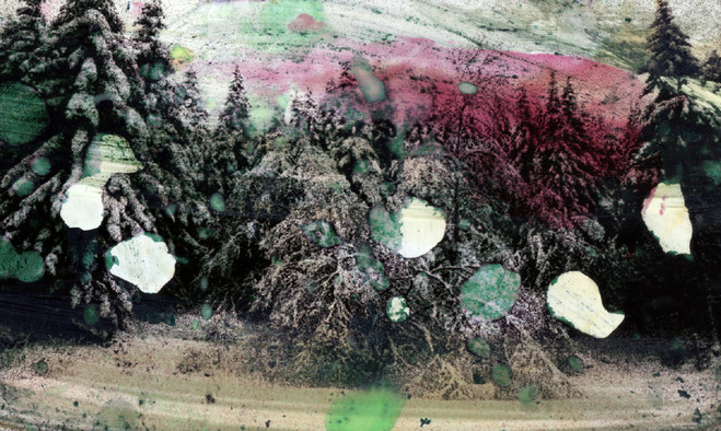 Michel Huelin, Recovery Landscape 5, 2015. Jet d’encre pigmentée sur papier Hanenmhle — 67 × 105 cm.