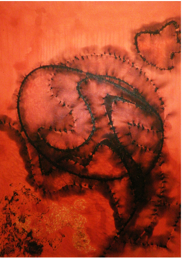 Christian Jaccard, Pièce rouge calcinée, 1985 - ml sur toile & acrylique 73 x 100 cm