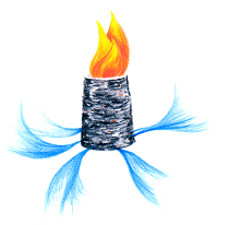 Gilles Belley, Bûche (en combustion), combustible, dessin de principe
