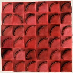 © Christian Jaccard, Polyptique 36 modules, 1989, MI sur papier japonais, 150 x 150 cm