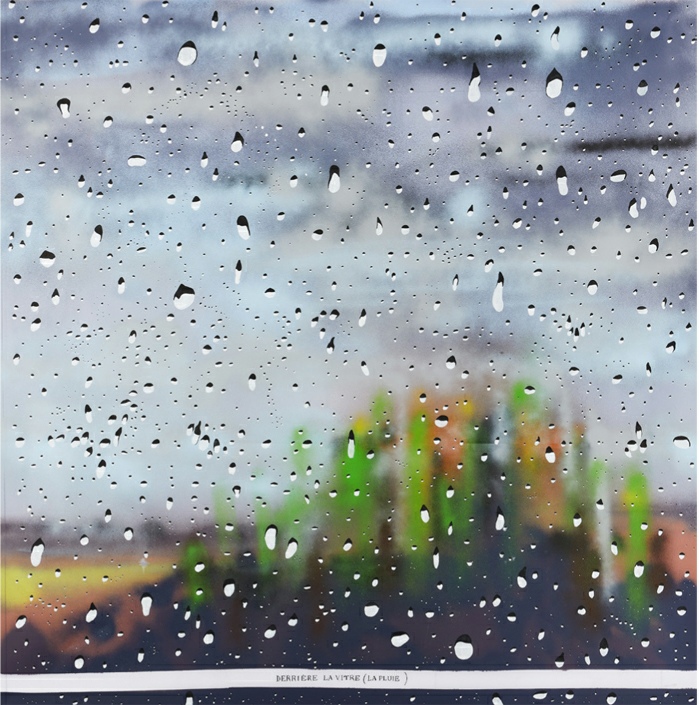Gilles Barbier, Derrière la vitre (la pluie) #2, 2020. Technique mixte sur papier, 190 x 190 cm ©JC Lett